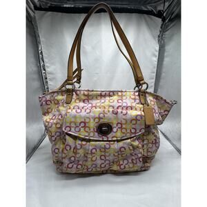 COACH Leah Signature Muti-color Shopper Tote Bag Laptop Commuter Office Shoulder